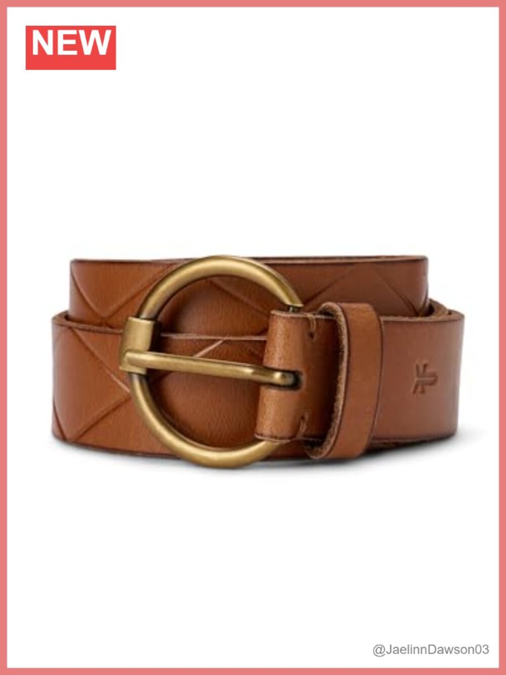 32mm Embossed Leather Belt with Antique Nickel Harness Buckle